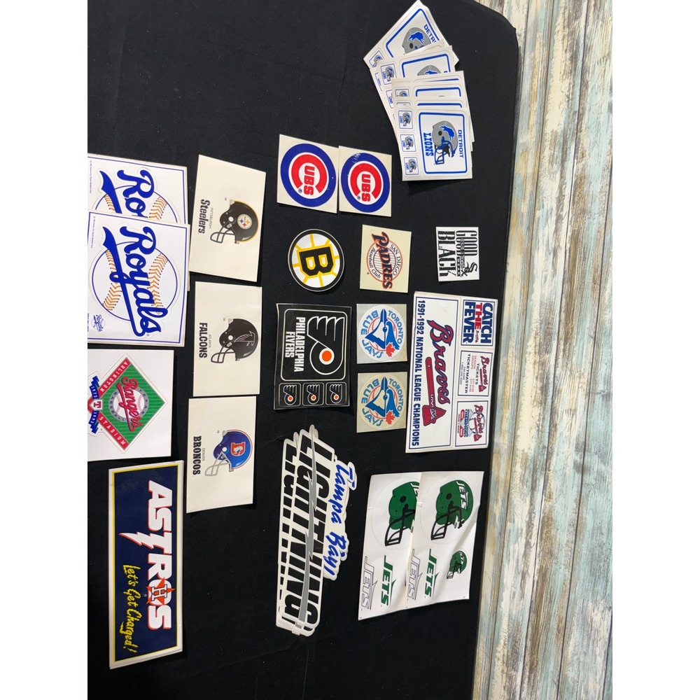 Vintage Sports Sticker Lot OS Multi Excellent 90s MLB NFL NHL Team Decals